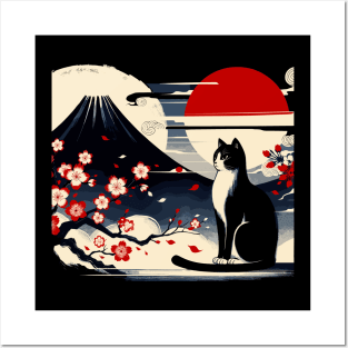 Kawaii Cat Anime Japanese Retro Funny Cat Posters and Art